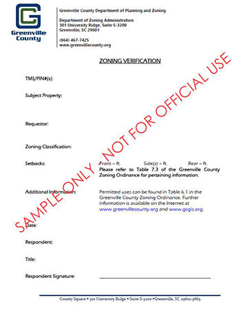 Sample of Zoning Verification Letter